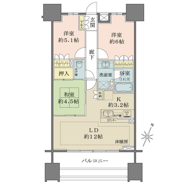 ザ・パークハウス越谷の間取図