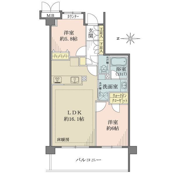 ヴェルレージュ世田谷・砧の間取図