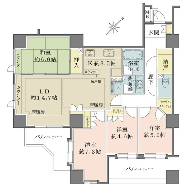 新百合ヶ丘パークハウス4番街の間取図