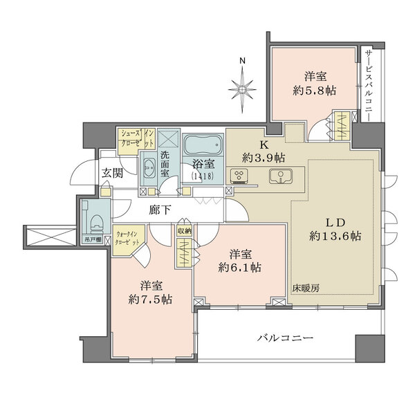 シティハウス府中けやき通りの間取図