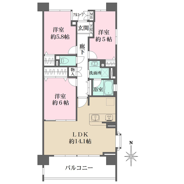 宿河原パークハウスの間取図
