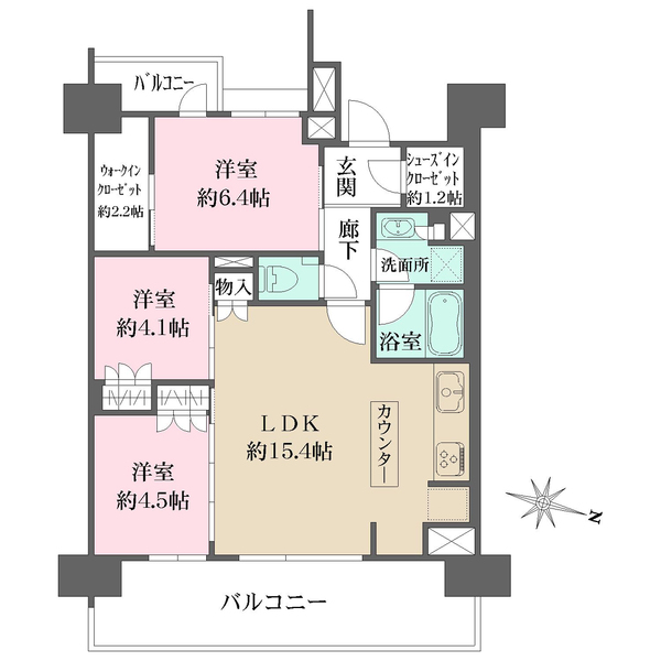 ザ・パークハウス所沢プレイスの間取図