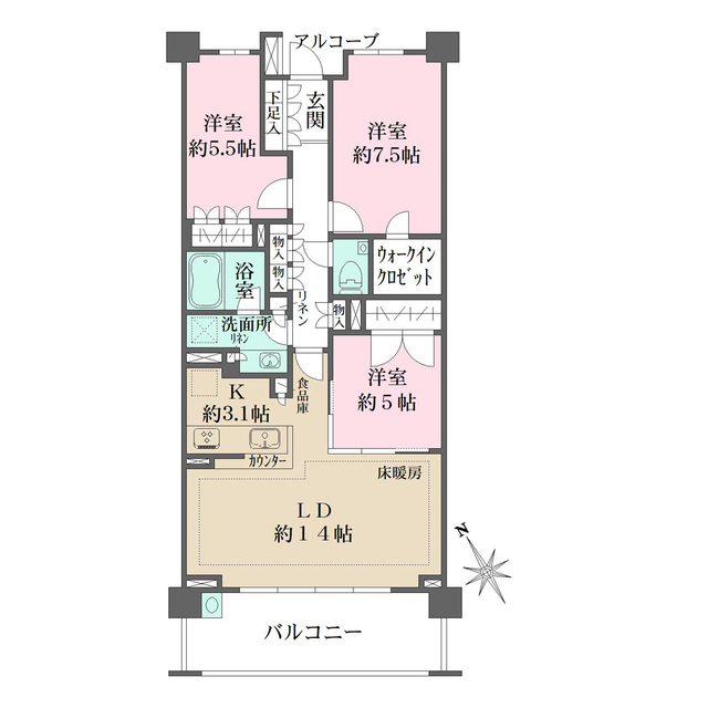 ザ・パークハウス東戸塚レジデンスの間取図