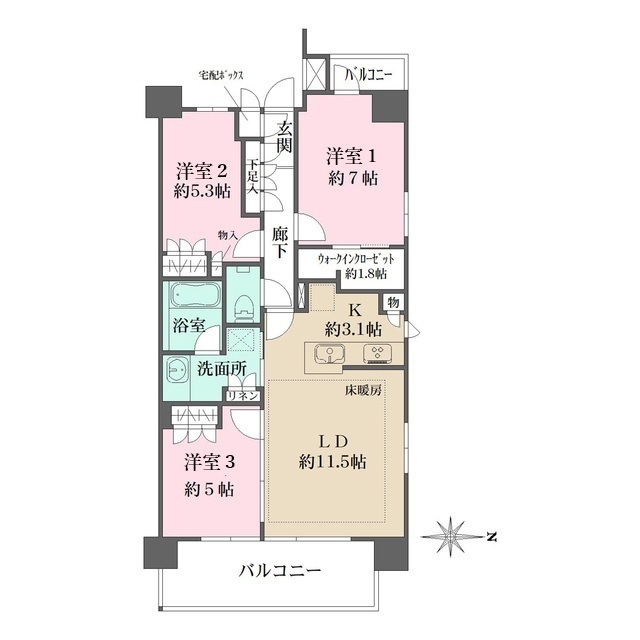 ザ・パークハウス武蔵新城フロントの間取図