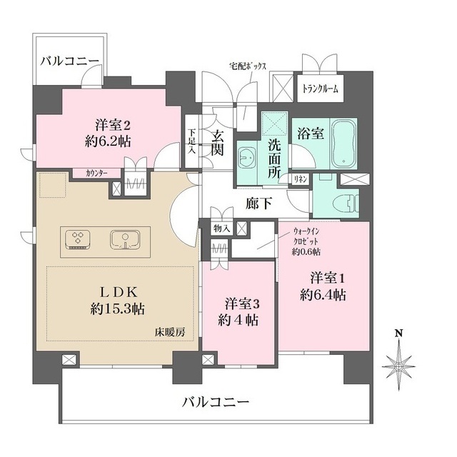 ザ・パークハウス武蔵新城フロントの間取図