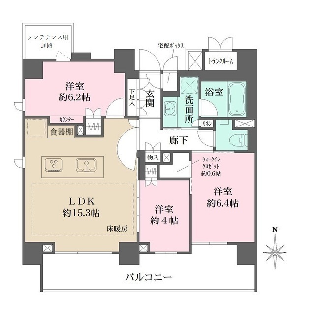 ザ・パークハウス武蔵新城フロントの間取図