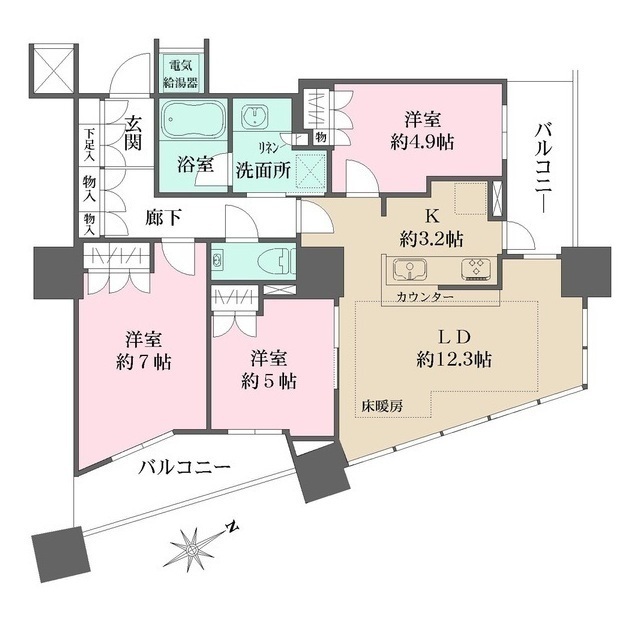 ザ・パークハウス西新宿タワー６０の間取図