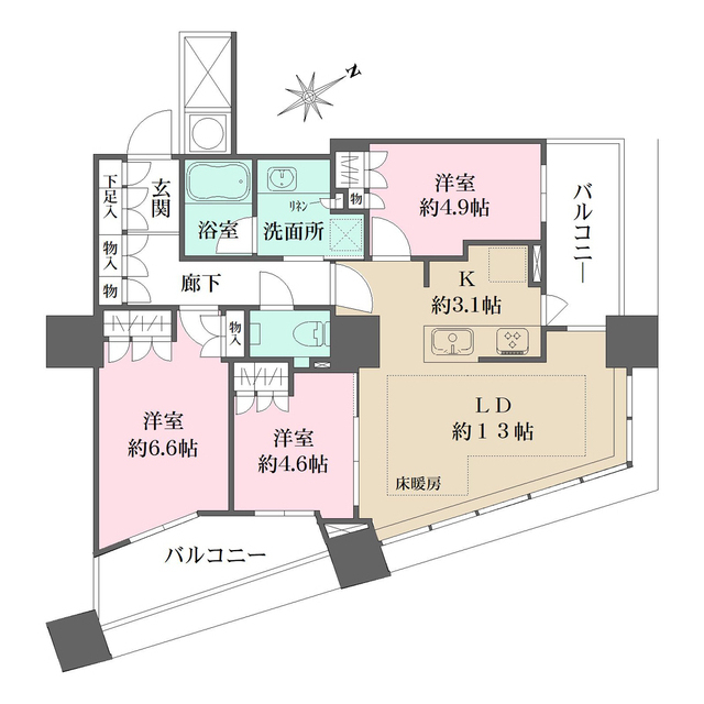 ザ・パークハウス西新宿タワー６０の間取図