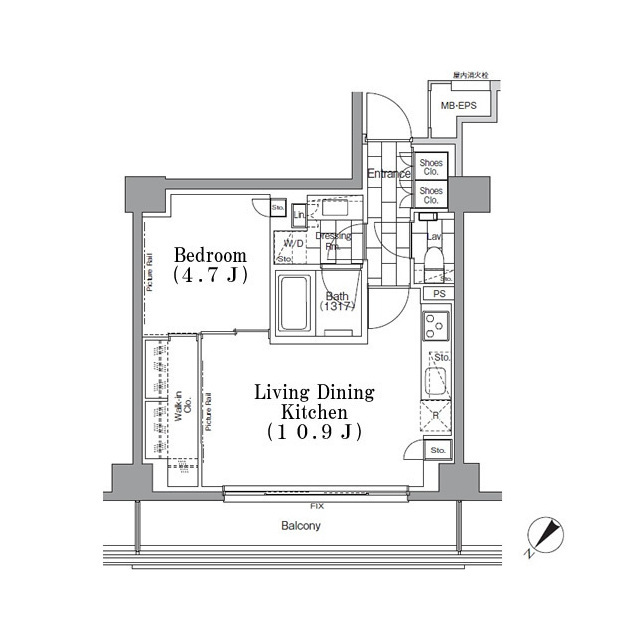 ＯＮＥ　ＲＯＯＦ　ＦＬＡＴ　ＴＳＵＫＩＳＨＩＭＡの間取図
