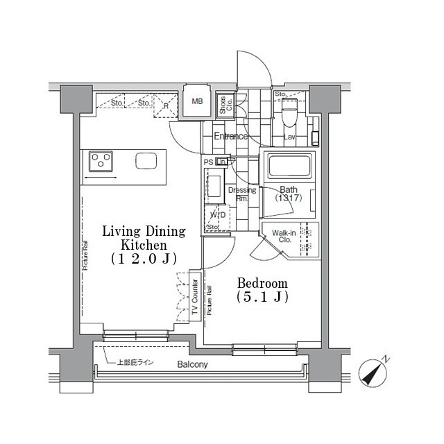 ＯＮＥ　ＲＯＯＦ　ＦＬＡＴ　ＴＳＵＫＩＳＨＩＭＡの間取図