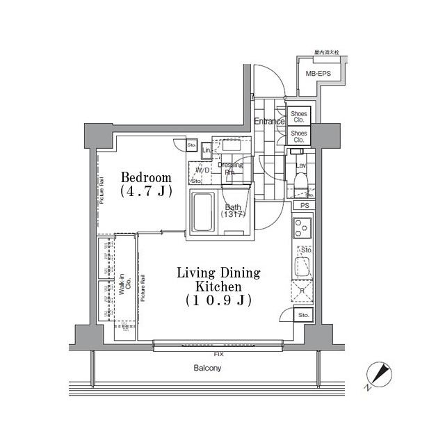 ＯＮＥ　ＲＯＯＦ　ＦＬＡＴ　ＴＳＵＫＩＳＨＩＭＡの間取図