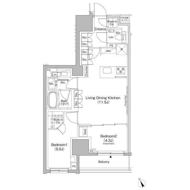 ザ・パークハビオ日本橋茅場町の間取図
