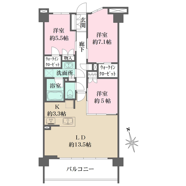 レーベン横浜山手　ONE WARD COURTの間取図