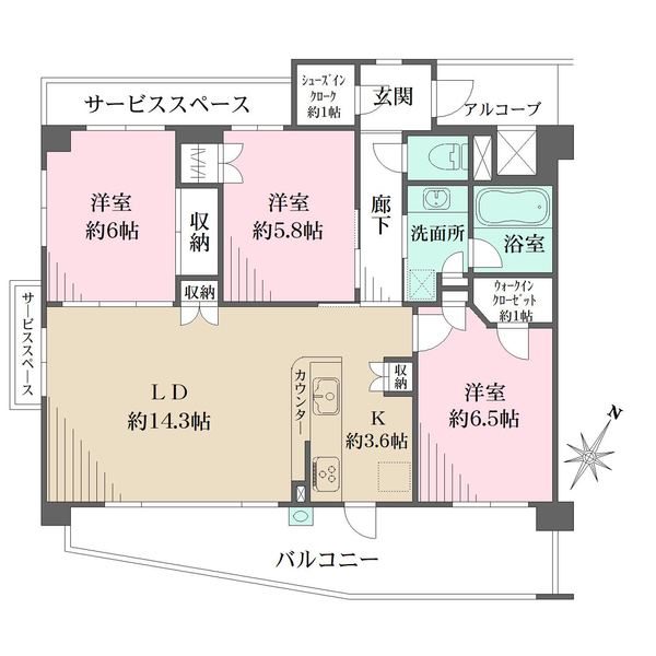 藤和シティホームズ金沢文庫ファインシティオの間取図