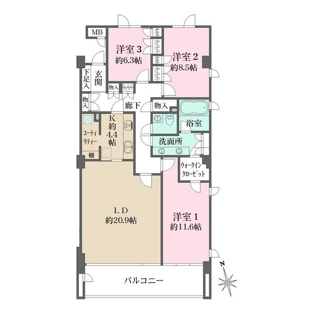パークハウス等々力　Ｗ棟の間取図