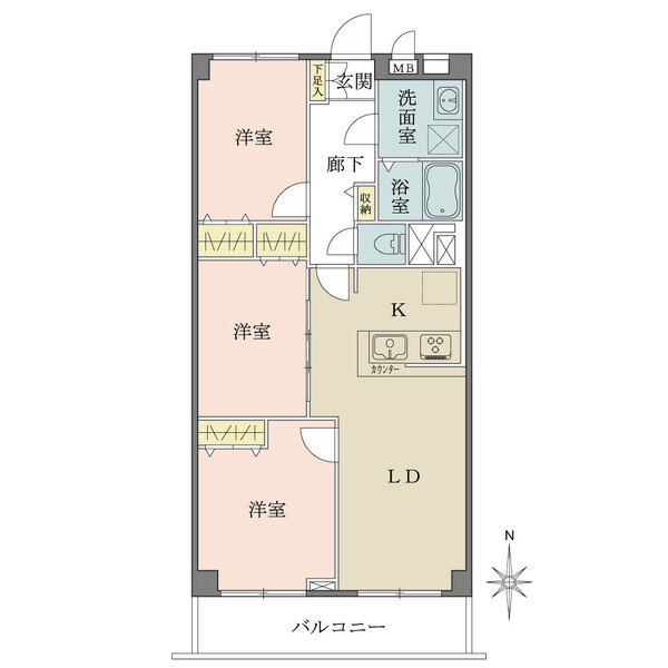 日商岩井木場マンションの間取図