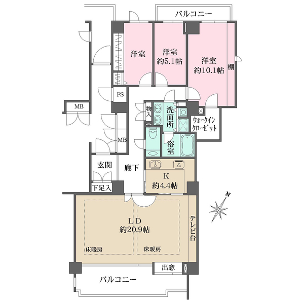 パークハウス多摩川南壱番館の間取図