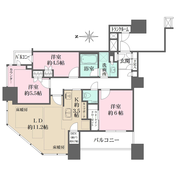 パークシティ大崎ザ・タワーの間取図