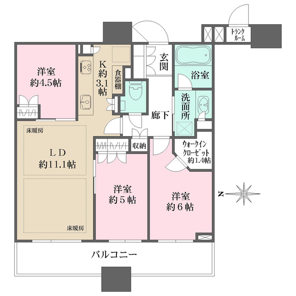 パークシティ大崎ザ・タワーの間取図