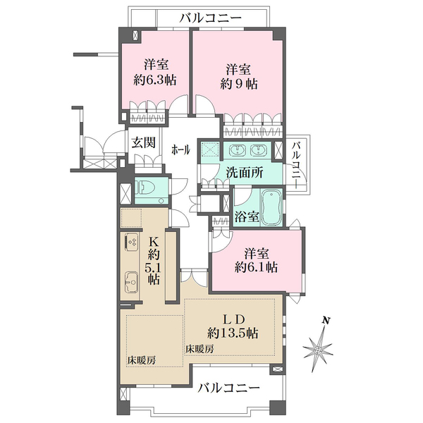 フォレセーヌ御殿山弐番館の間取図