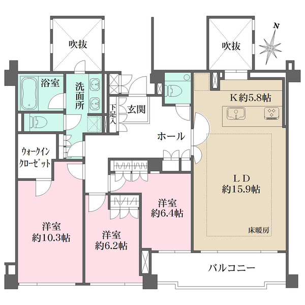 フォレセーヌ御殿山弐番館の間取図