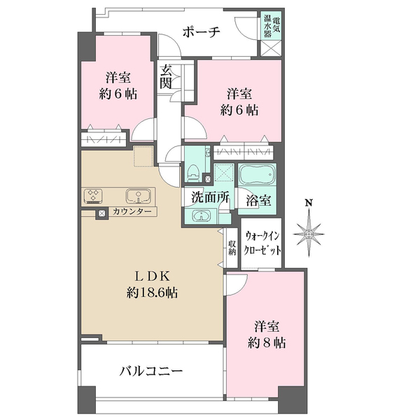 サンクタス立川Ｔ１の間取図
