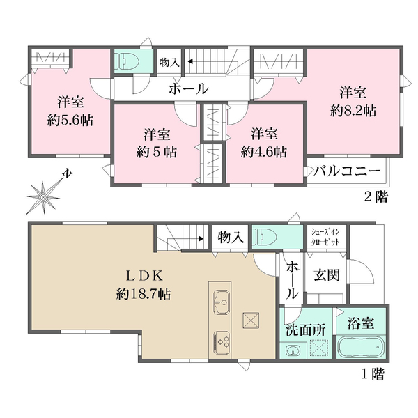 横浜市栄区飯島町新築戸建　１号棟の間取図