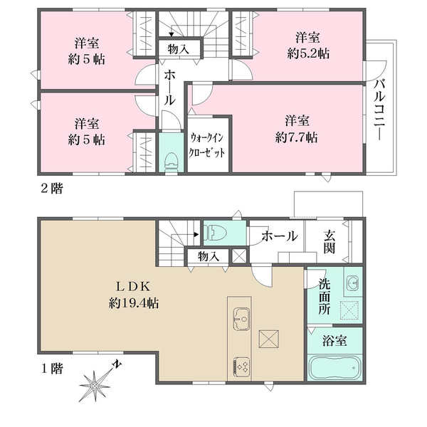 横浜市栄区飯島町新築戸建　2号棟の間取図