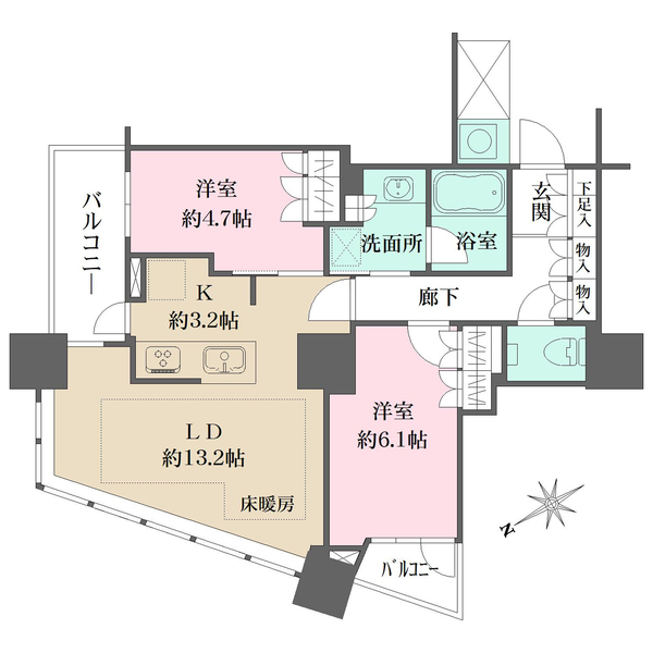 ザ・パークハウス西新宿タワー60の間取図