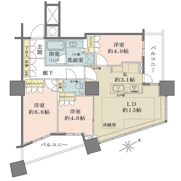 ザ・パークハウス西新宿タワー60の間取図