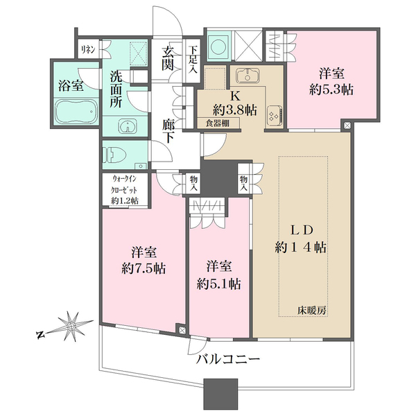 ザ・パークハウス西新宿タワー60の間取図
