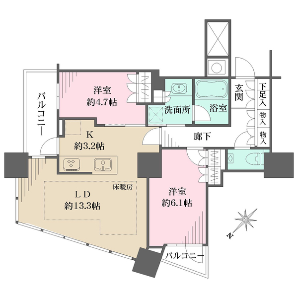 ザ・パークハウス西新宿タワー60の間取図