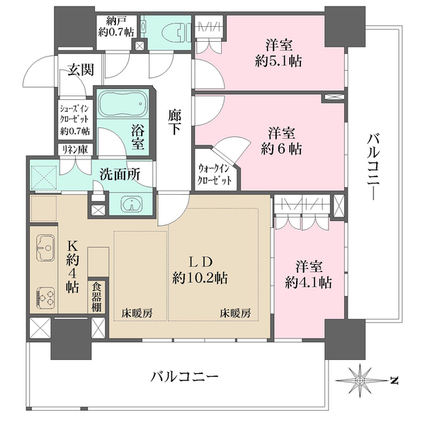 パークタワー西新宿エムズポートの間取図