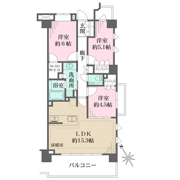 ブランズ東中野プレシアスの間取図