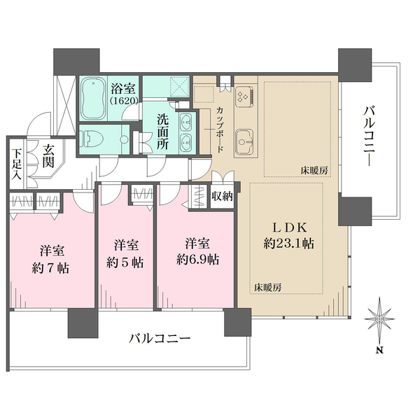 M.M.TOWERS　the　Southの間取図