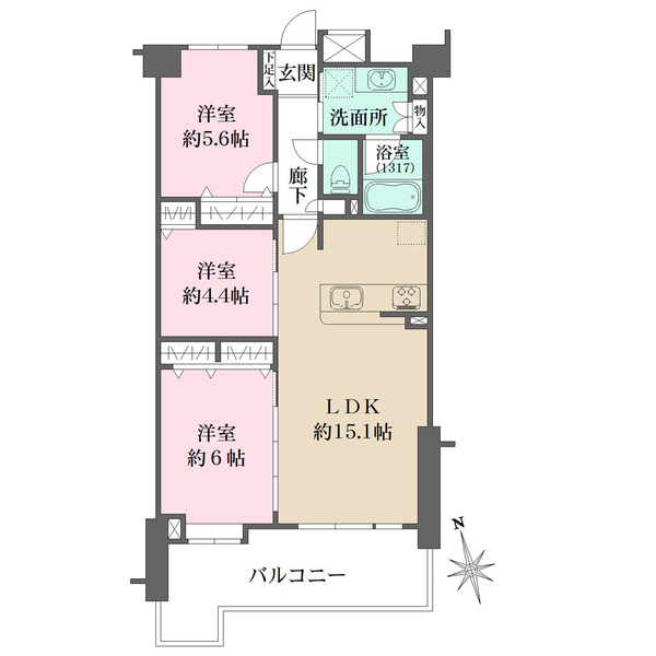 レーベンハイム川口元郷サザンテラスの間取図