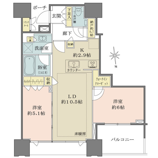 DEUX TOURS CANAL&SPA（ドゥ・トゥール　キャナル&スパ）の間取図