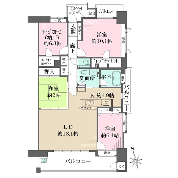 フローレンス上幟町グランドアークの間取図