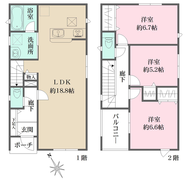 2号棟の間取図