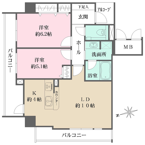 広島ガーデンシティ白島城北ウエストタワーの間取図