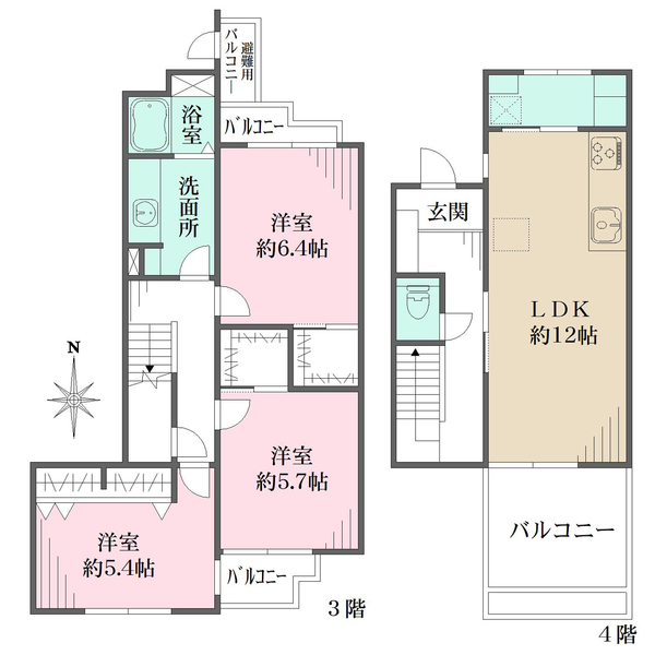 鈴が峰第2住宅21号棟の間取図
