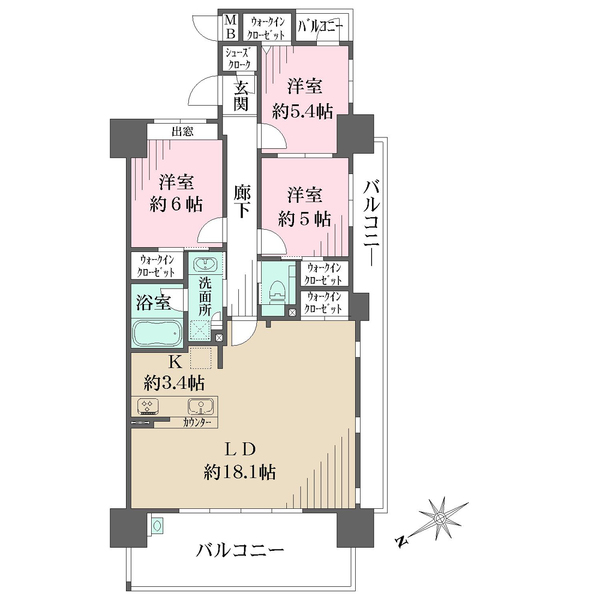 クラース舟入中町の間取図