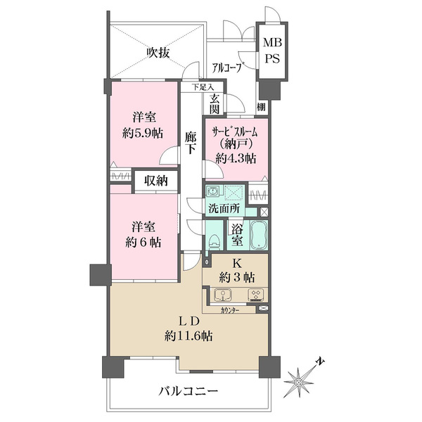 藤和緑井ハイタウンの間取図