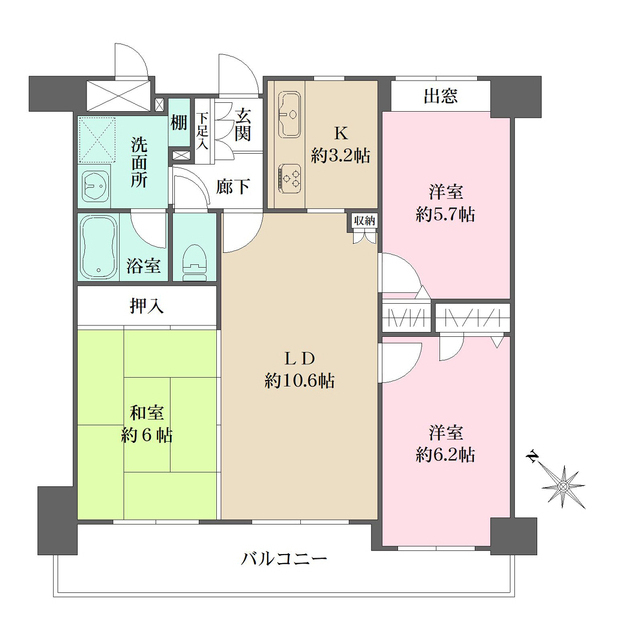 藤和己斐本町ホームズ弐番館の間取図