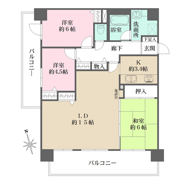 藤和ハイタウン比治山の間取図