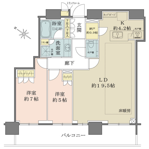 ブリリアタワー西新の間取図