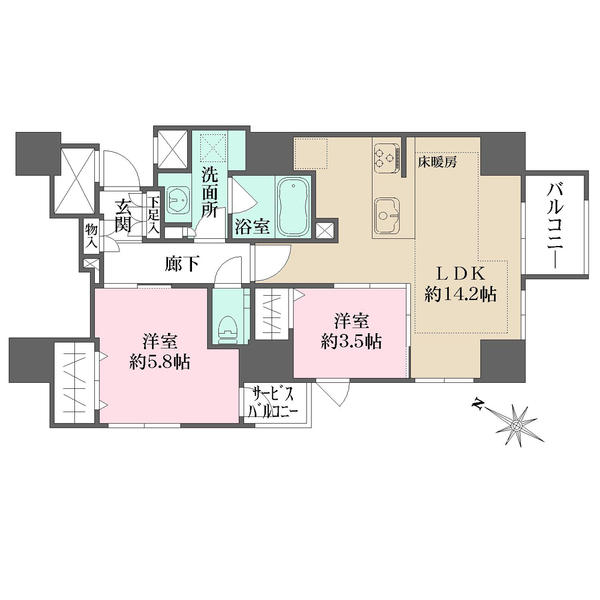 インプレスト天神オークタワーの間取図