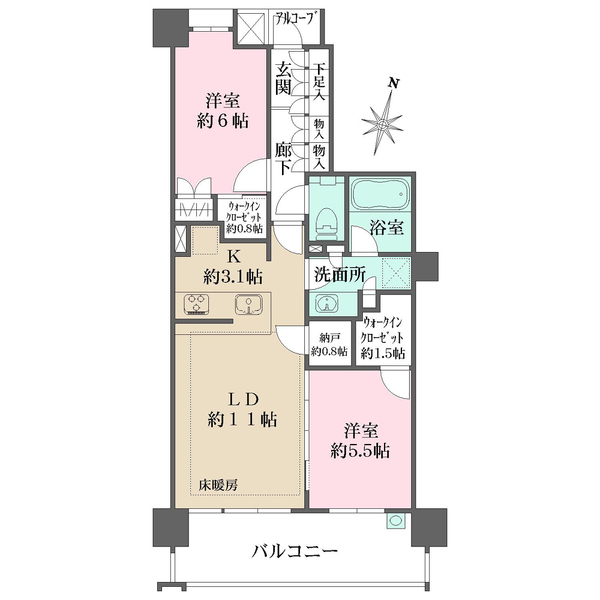 ザ・パークハウス西新二丁目の間取図