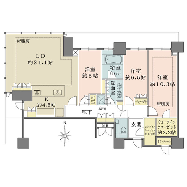 パークシティ中央湊ザ・タワーの間取図