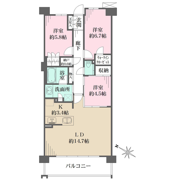 プラウド昭和楽園町テラスの間取図